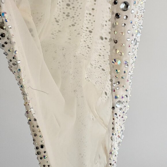 Oh Polly Aellin Embellished Bodycon Mini Dress White Sparkle Size 2 - Picture 11 of 12